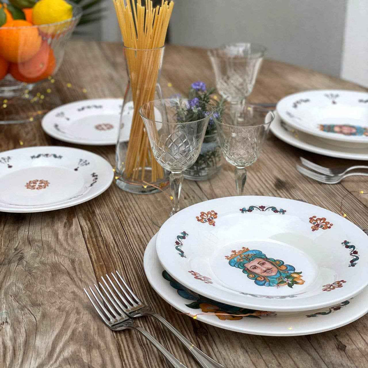 Set 3+3 Plates Teste Di Moro 100% Made in Italy - The Napking