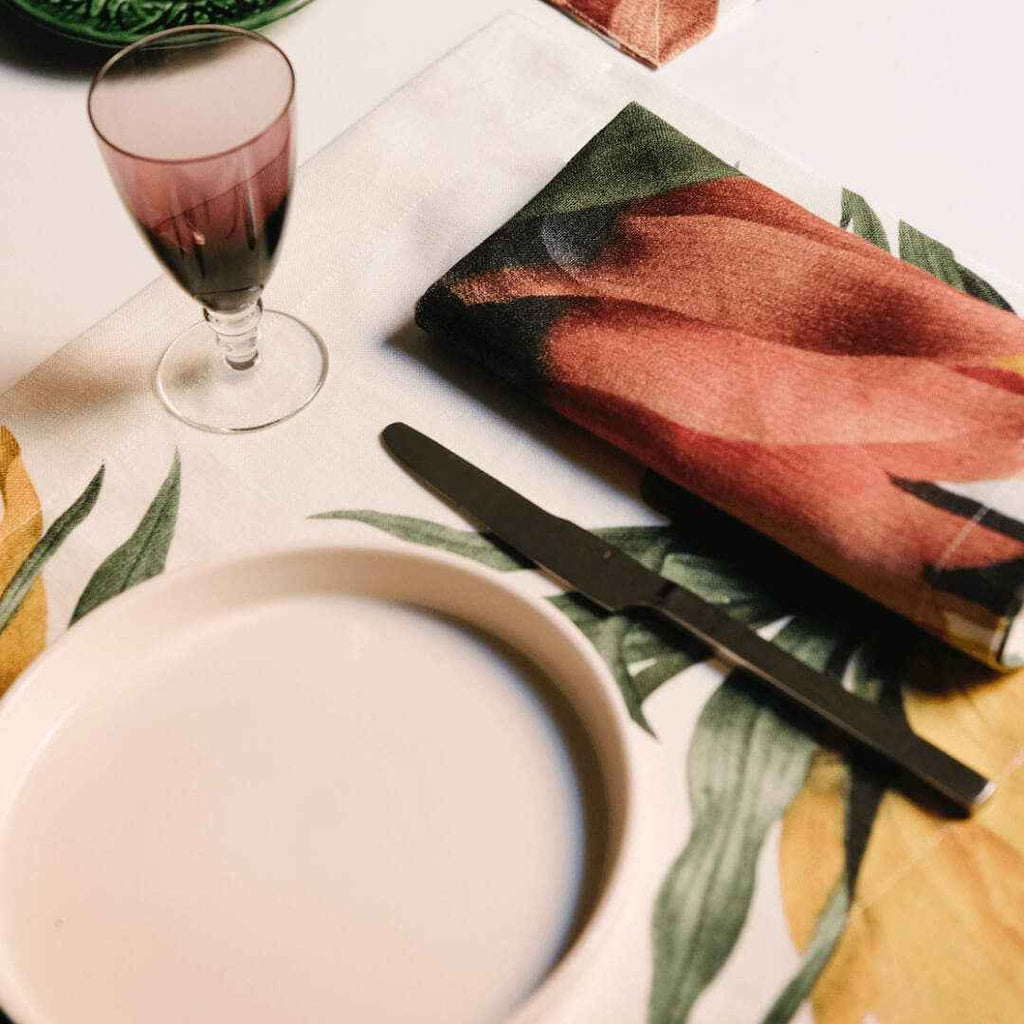 Set of 4 Placemats «Fritillaria» Linen 100% Made in Italy