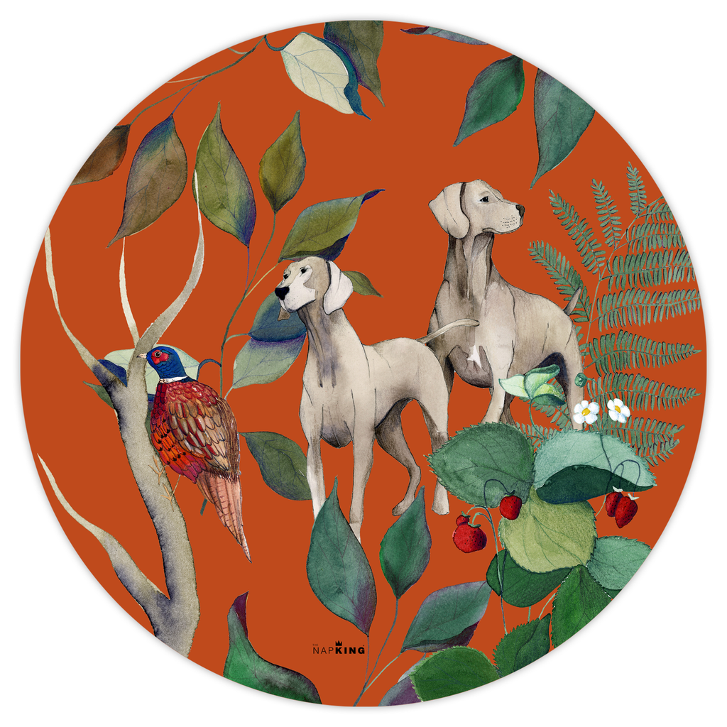 Set of 2 round hardboard placemats «Caccia», 100% Made in Italy - The Napking