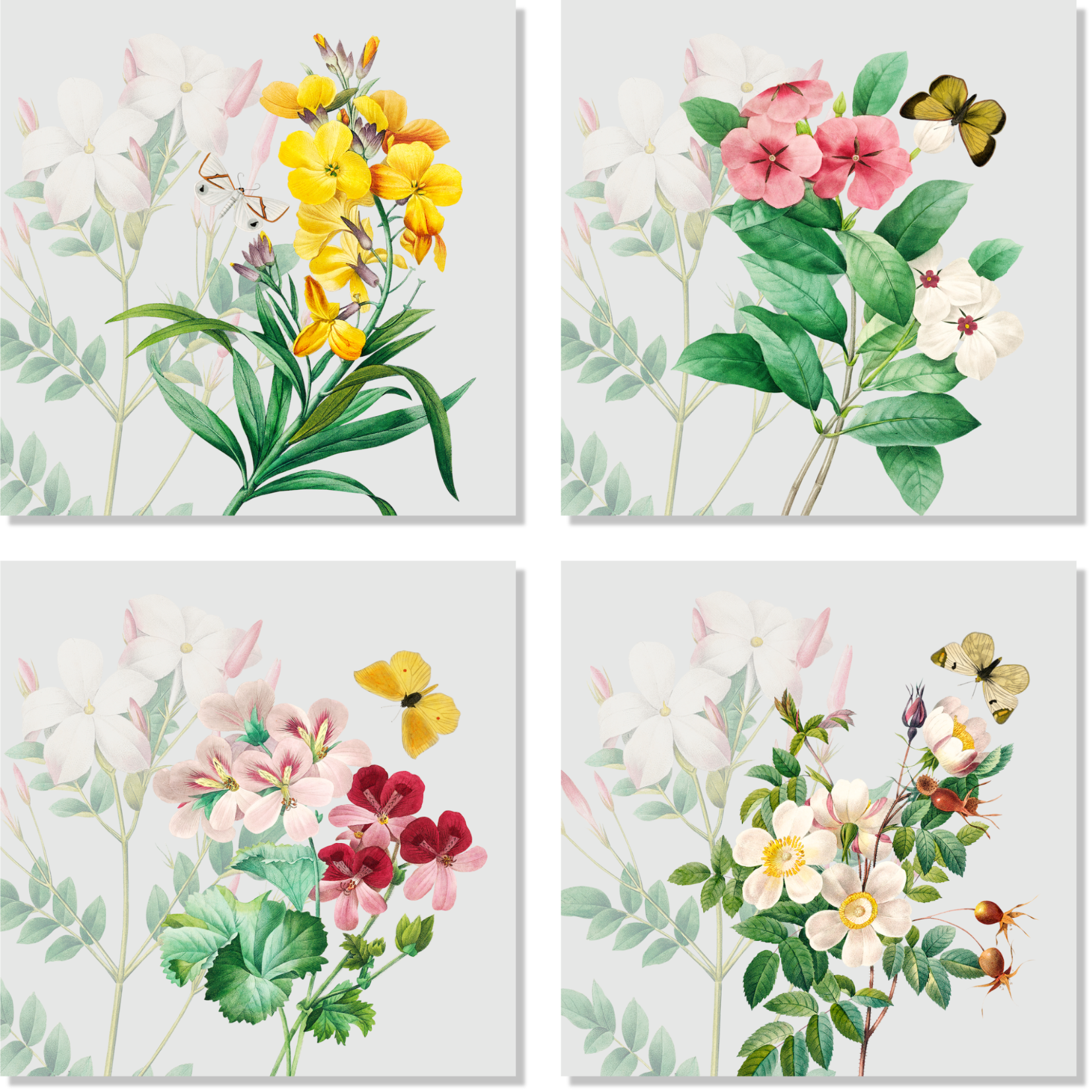 Set of 4 Napkins Satin Blooming 100% Made in Italy - The Napking