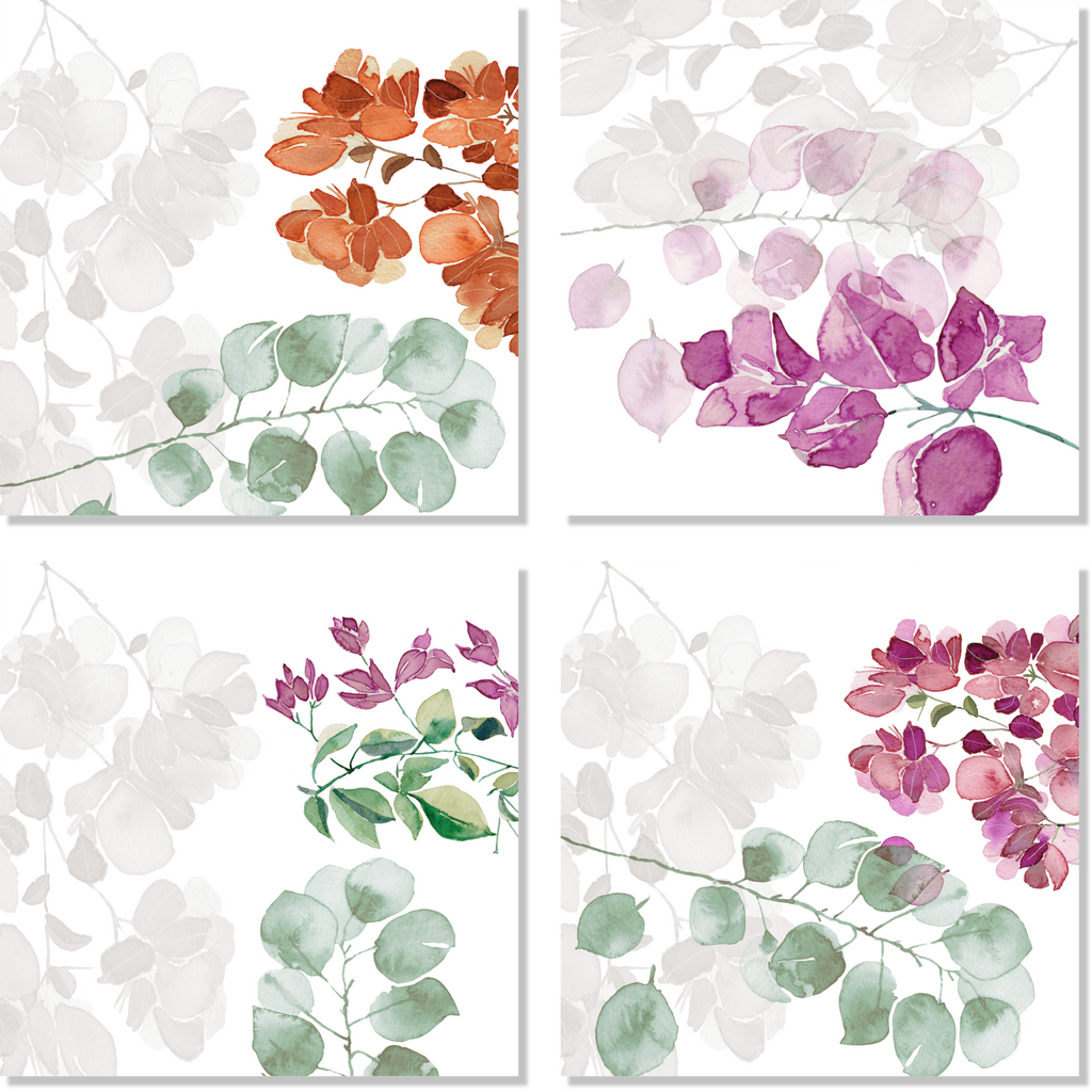 Set of 4 napkins «Bouganvillea» 100% Made in Italy The Napking
