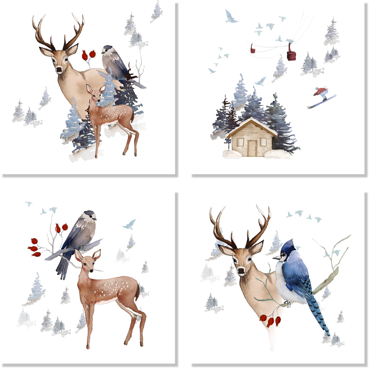 Buck set de cuatro lino puro servilletas con estampado de bosque, vista 2