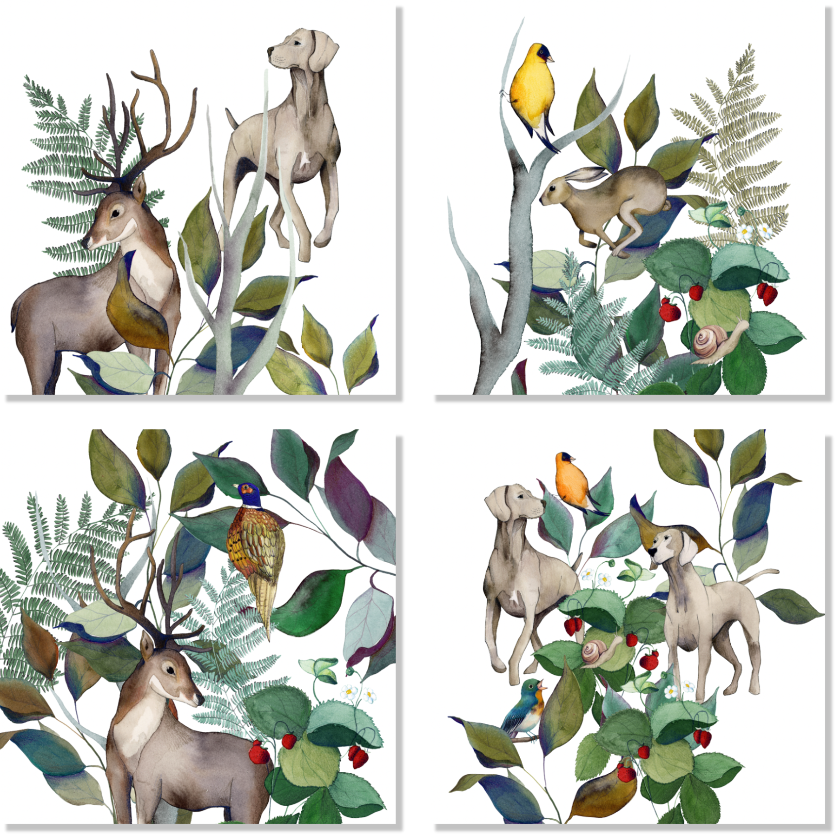 Set of 4 Napkins «Caccia» 100% Made in Italy - The Napking