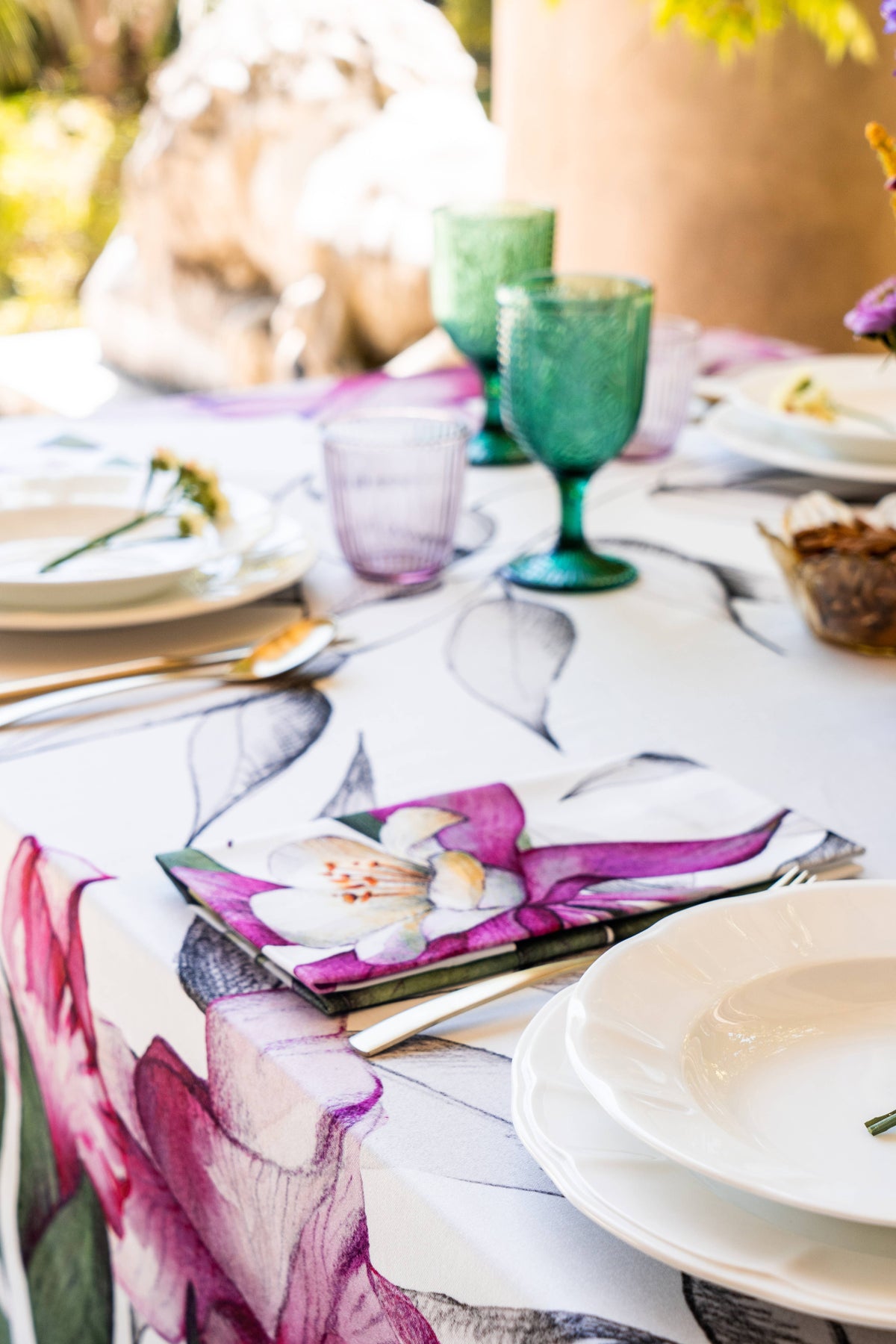 Set aus 4 Servietten aus Baumwollsatin «Iris» 100% Made in Italy - The Napking