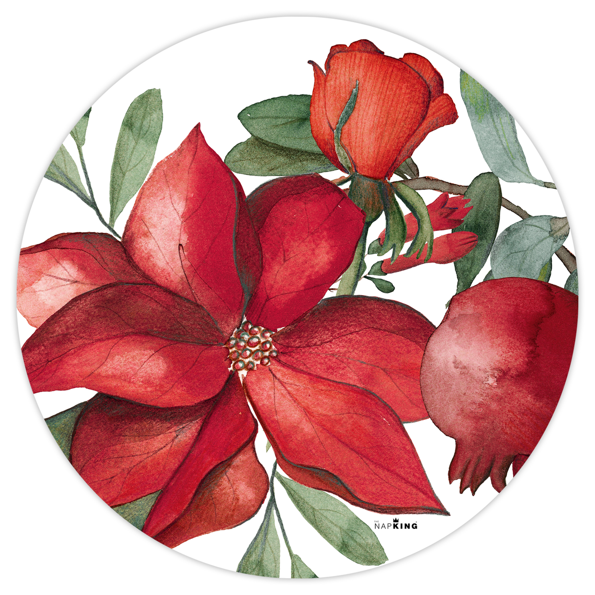 Grenade round hardboard and cork placemats with pomegranate print, view 3