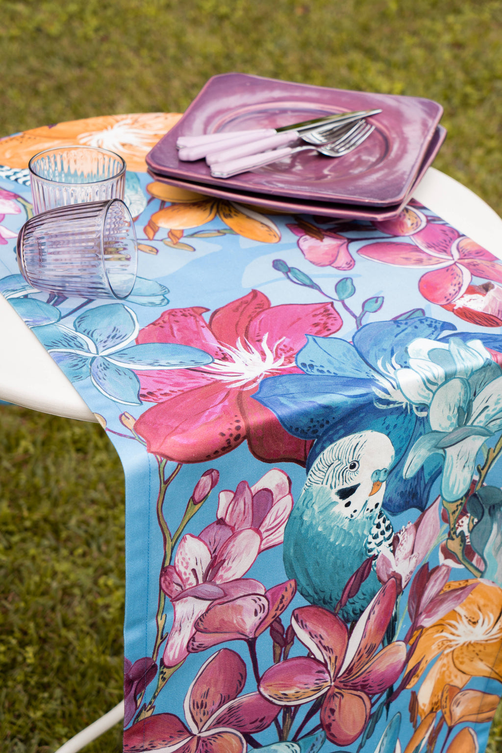 Cotton Satin Runner «Cocorite» 100% Made in Italy - The Napking