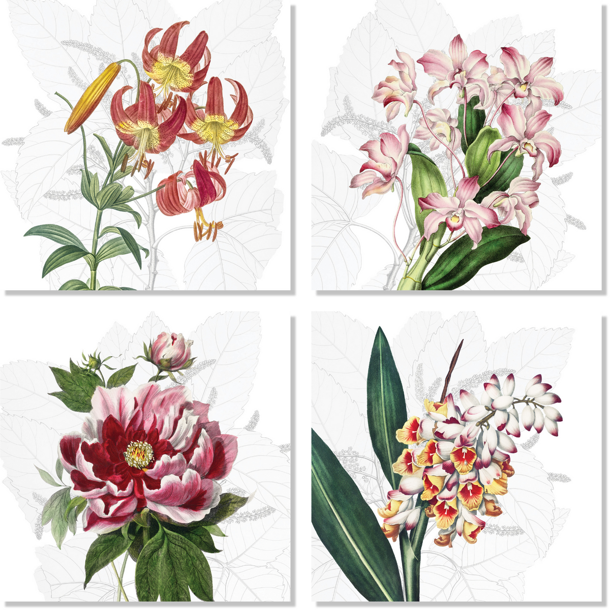 Dafne lot de quatre - Serviettes en lin pur avec botanical imprimé, view 2