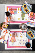 Set of 4 Placemats «Xmas Party» Cotton Satin 100% - The Napking