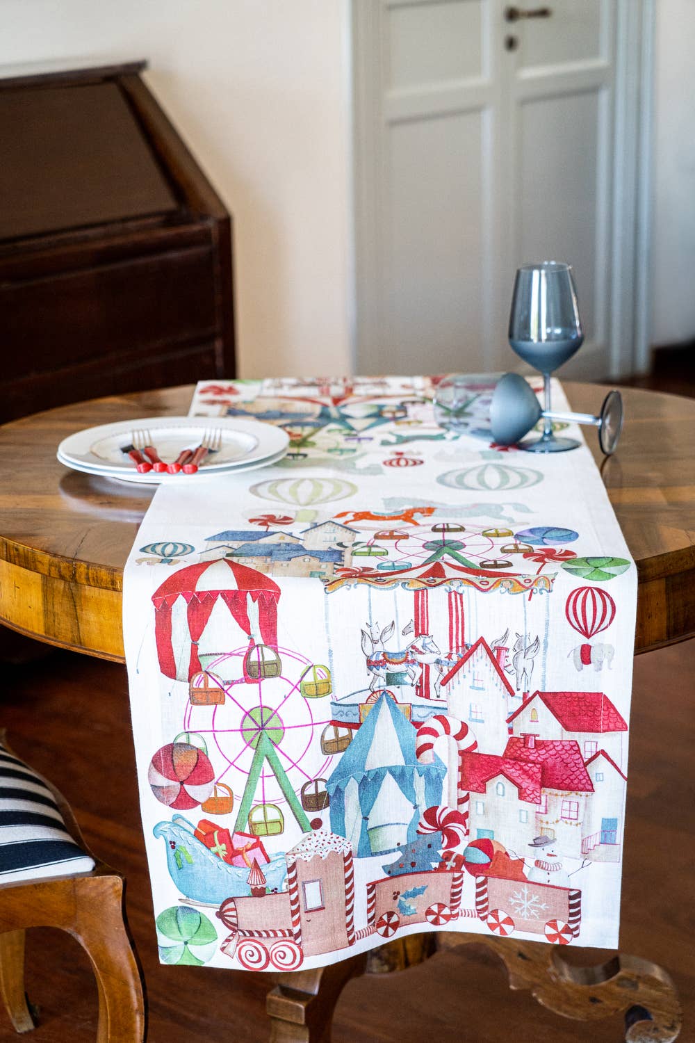 Linen Runner «Circus» 100% Made in Italy - The Napking