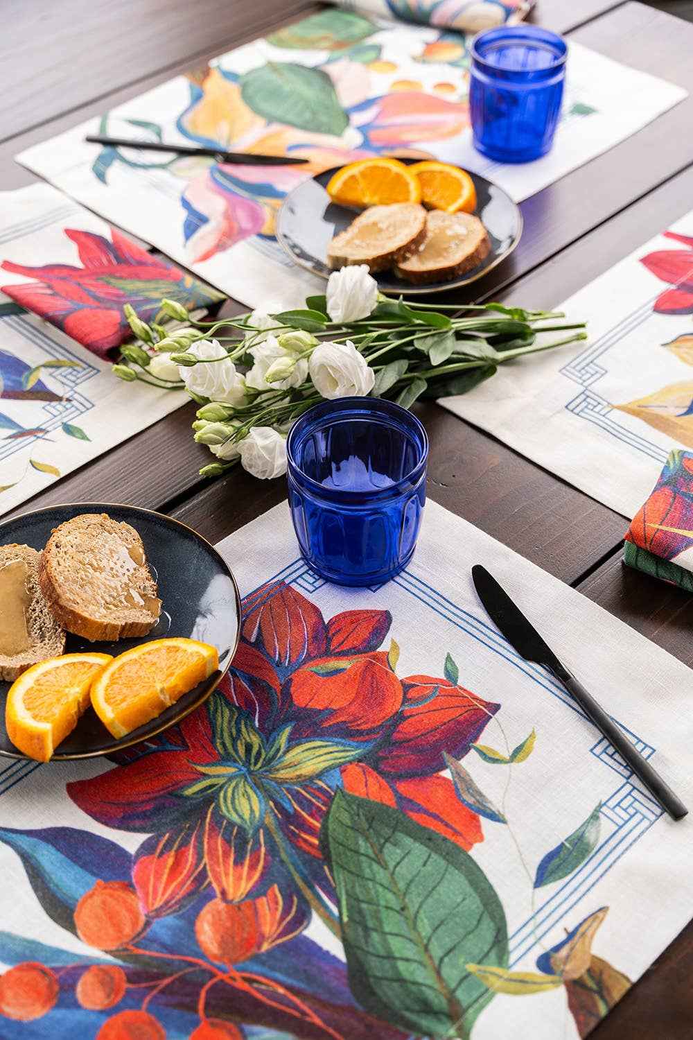 Set of 4 Placemats «Dahlia» Linen 100% Made in Italy