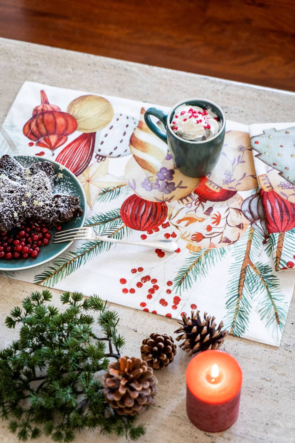 Set de 4 Manteles individuales «Jingle» Linen 100% Made in Italy - The Napking