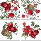 Grenade set of four Cotton Satin napkins with pomegranate print, view 2