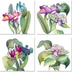 Set of 4 Napkins Satin «Il Giardino» 100% Made in Italy The Napking
