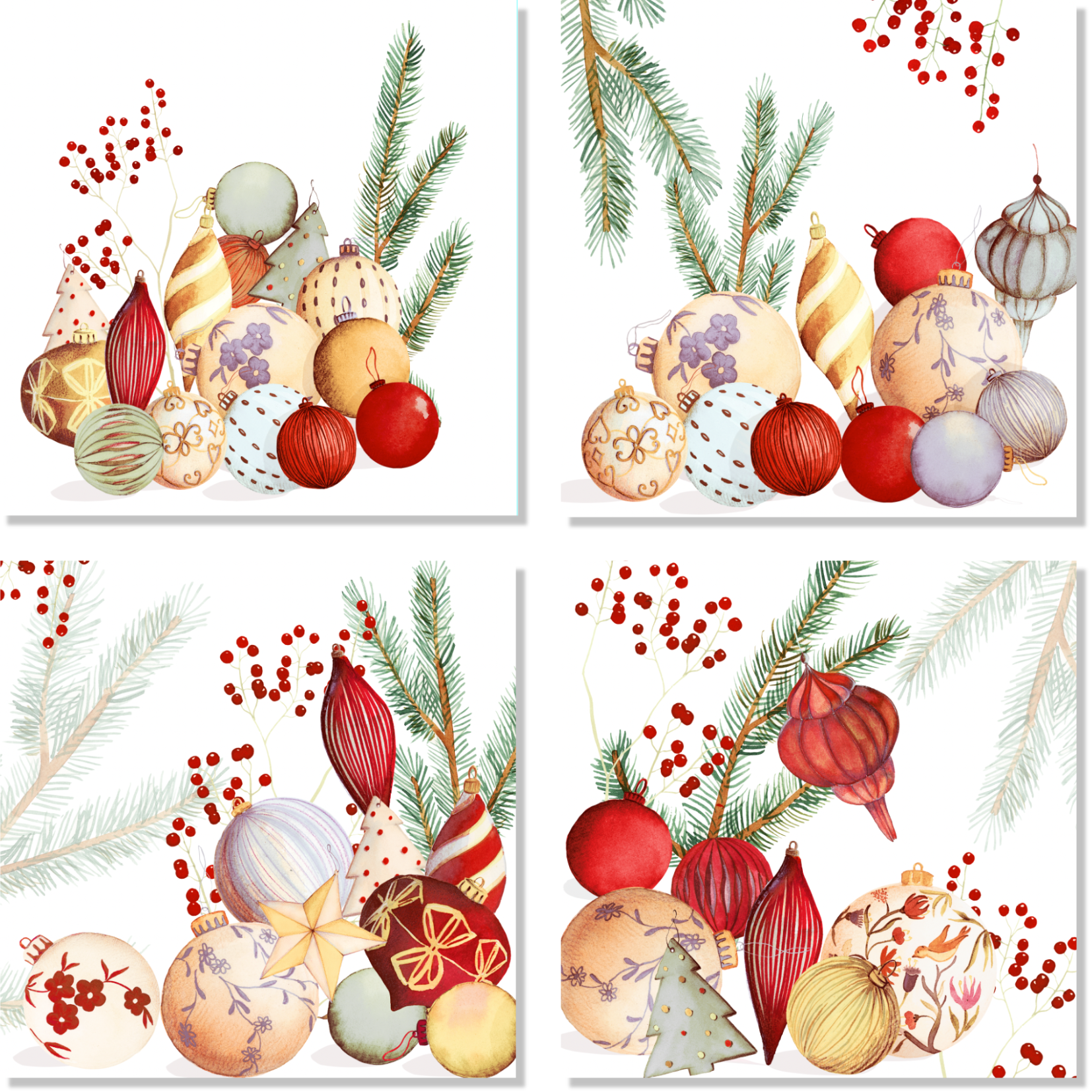 Set of 4 Napkins «Jingle» 100% Made in Italy The Napking