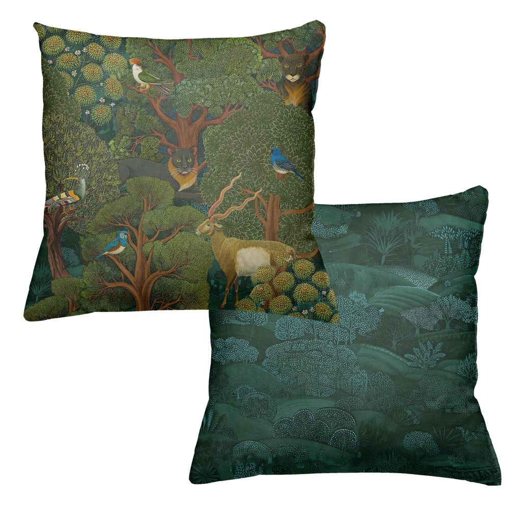 Madikwe decorative velvet cushion with wildlife-inspired print, view 2