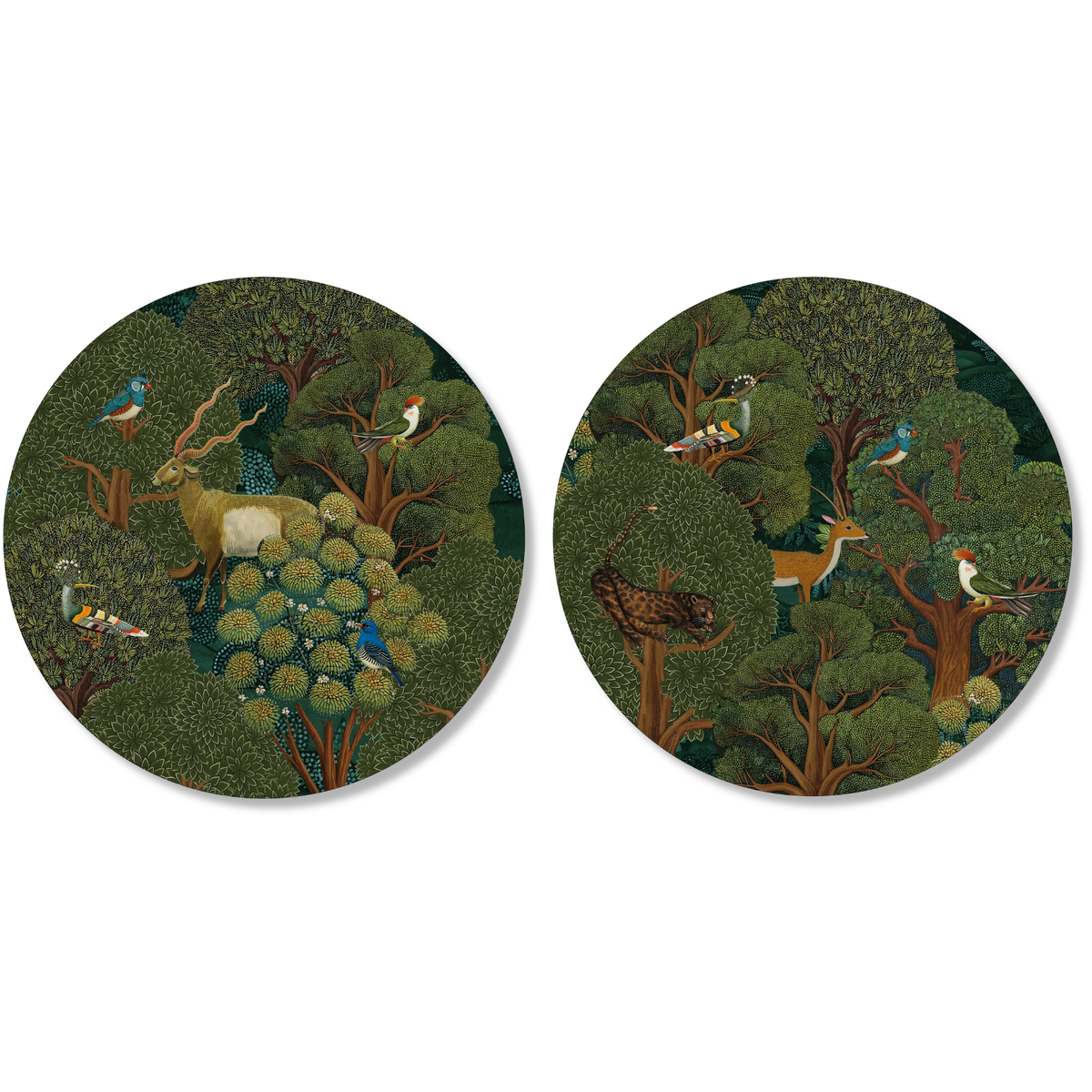 Madikwe round hardboard and cork manteles individuales con estampado de fauna, 34 cm diameter