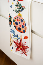 Magic Xmas Pure Linen kitchen towel with festive Christmas print, Kitchen Towel Var.1