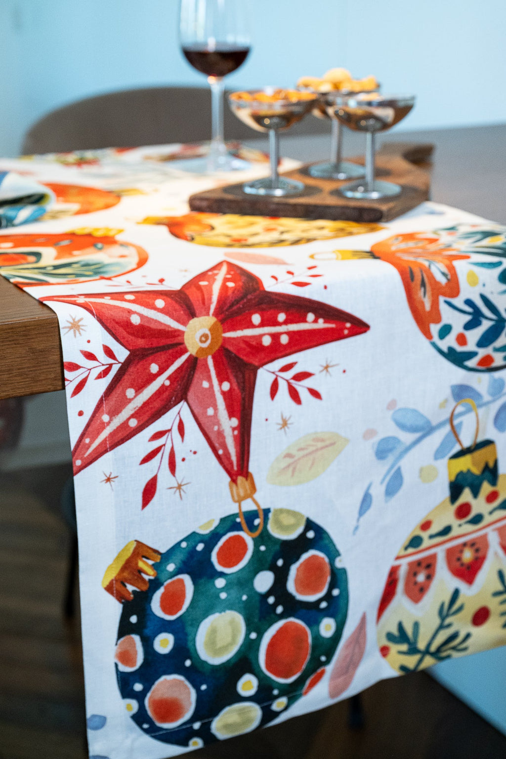 Pure Linen Runner «Magic Xmas» 100% Made in Italy - The Napking