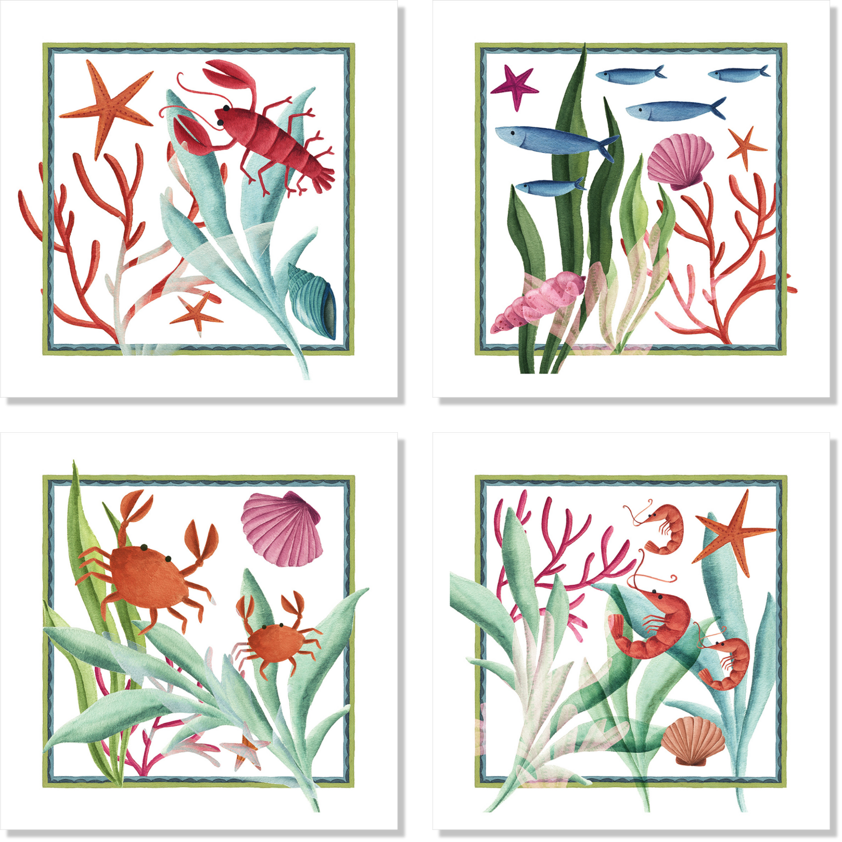 Set of 4 Napkins Satin «Marzamemi», 100% Made in Italy - The Napking