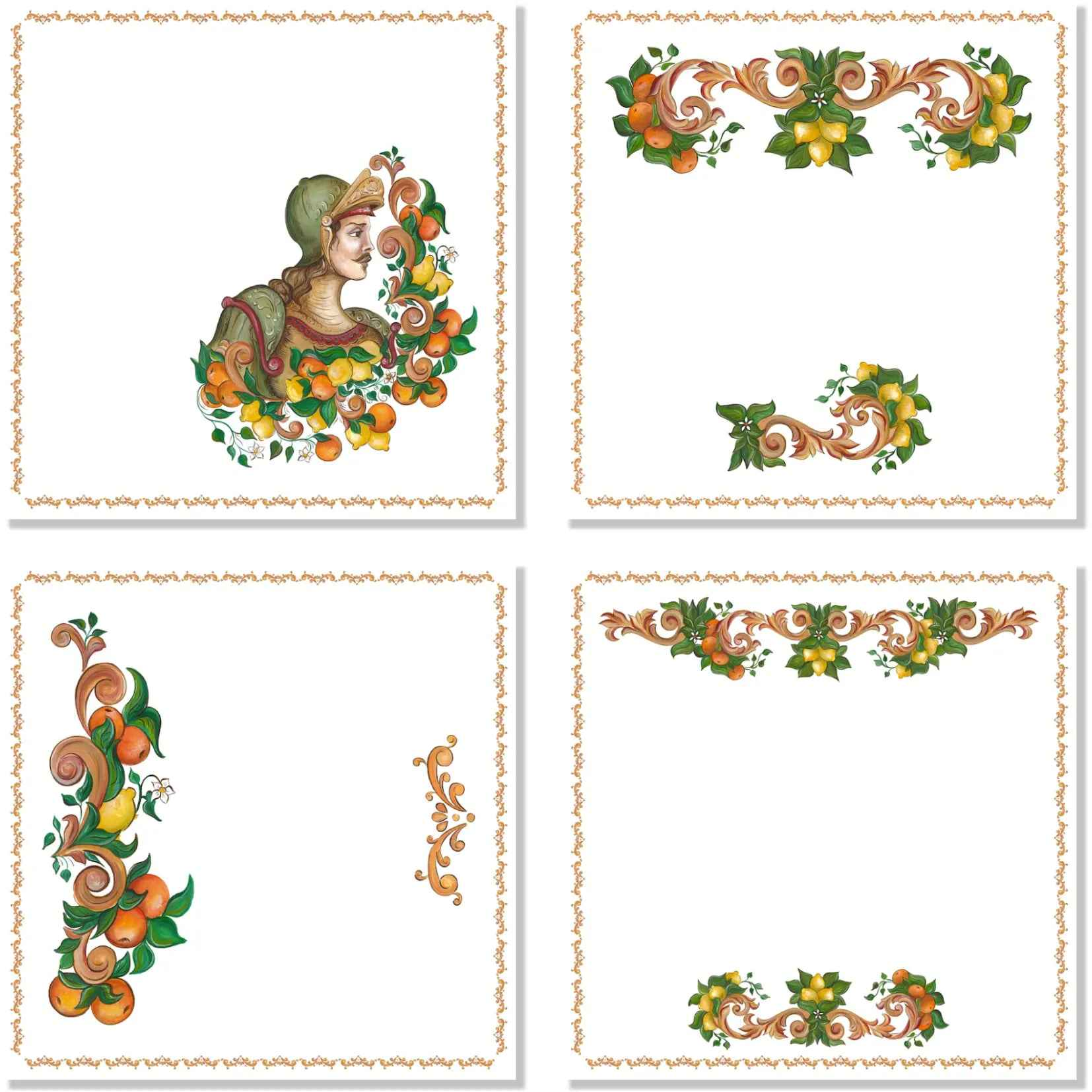 Set of 4 Napkins «Medoro» 100% Made in Italy