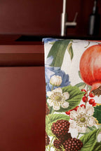 Natalia Pure Linen kitchen towel with festive botanical print, view 4