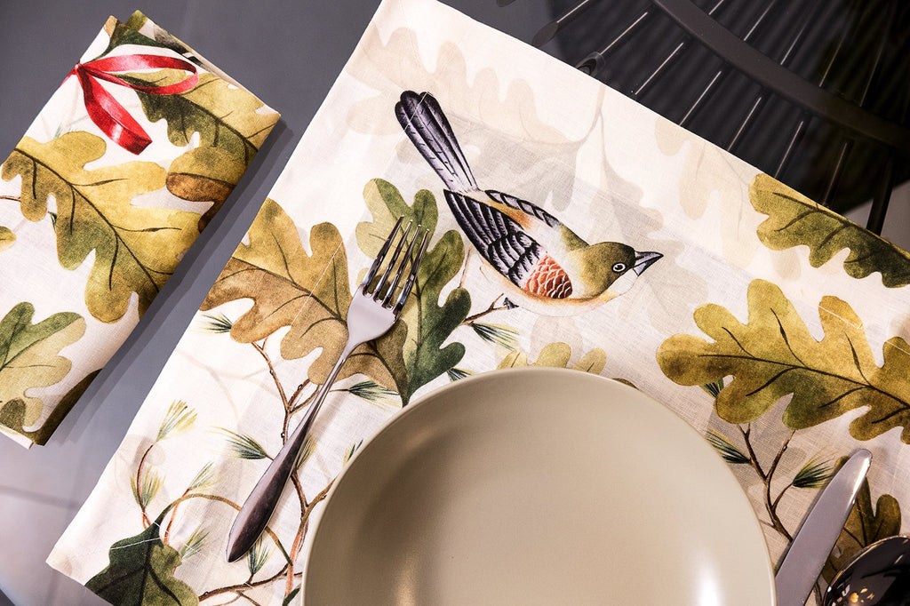 Set of 4 Placemats Premium Linen «Oak» 100% Made in Italy - The Napking