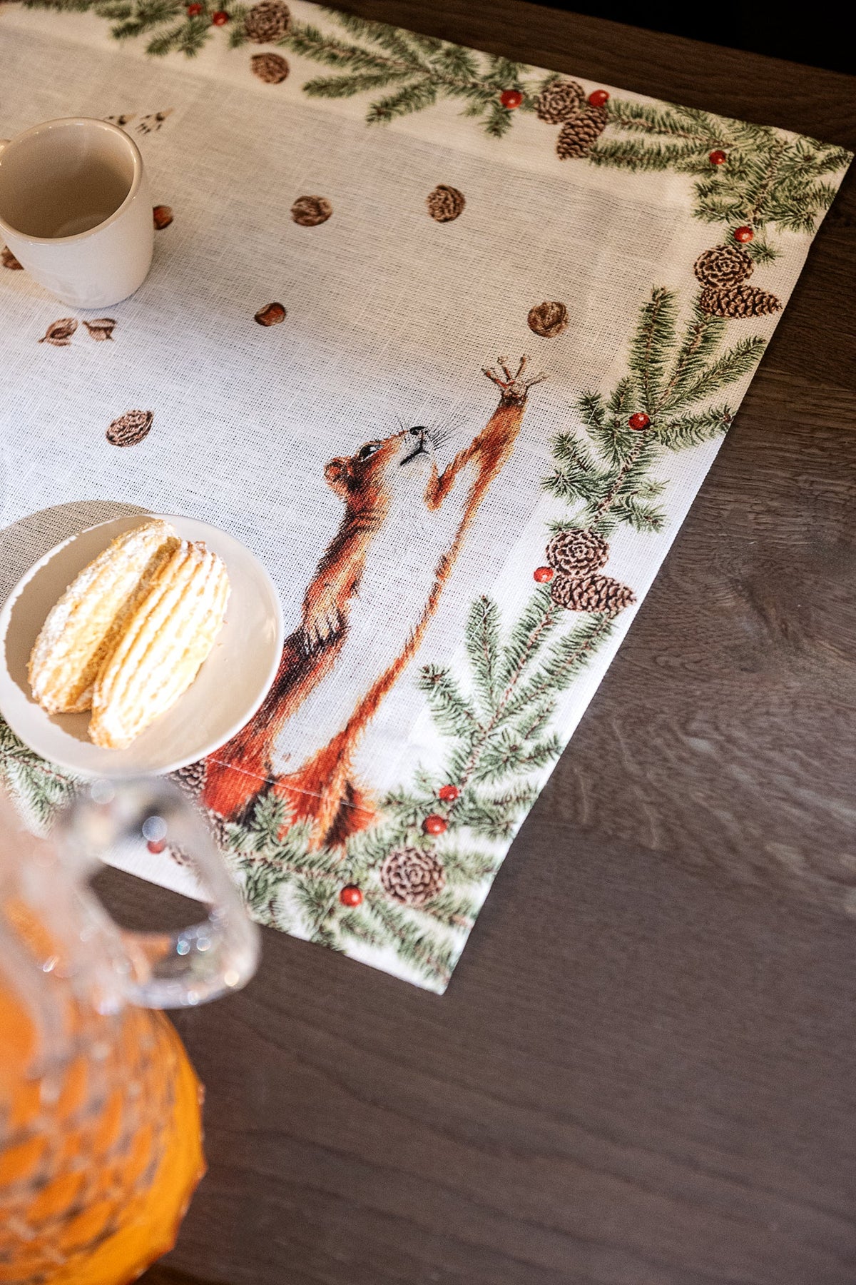 Set aus 4 Tischsets «The Squirrel» Leinen 100% Made in Italy The Napking