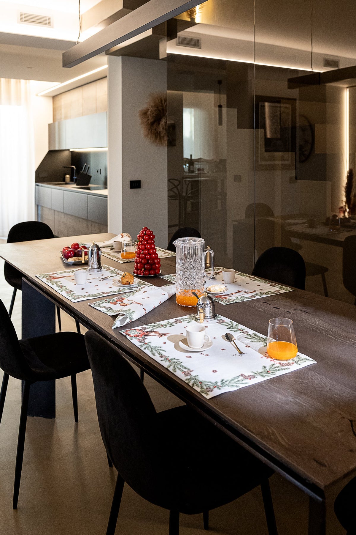 Set aus 4 Tischsets «The Squirrel» Leinen 100% Made in Italy The Napking