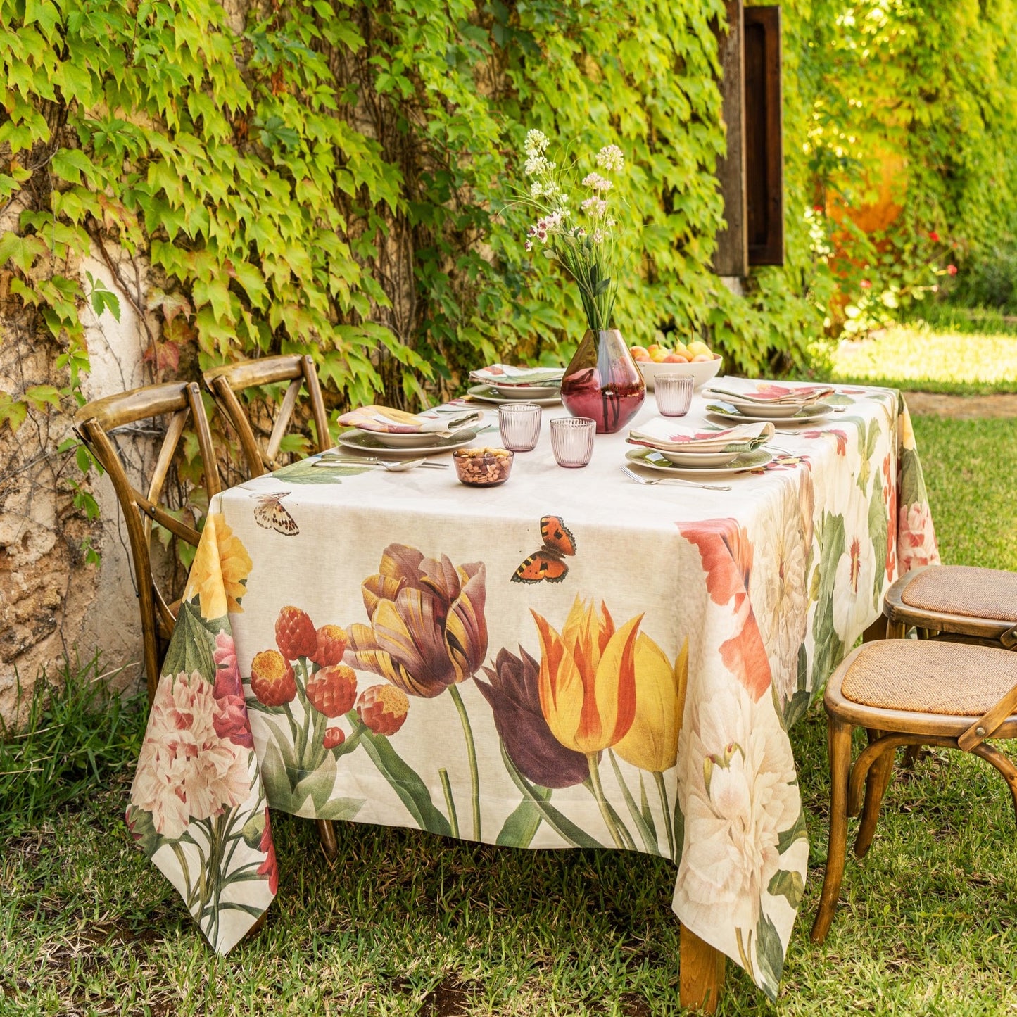 Linen Tablecloth «Garden Eden» 100% Made in Italy