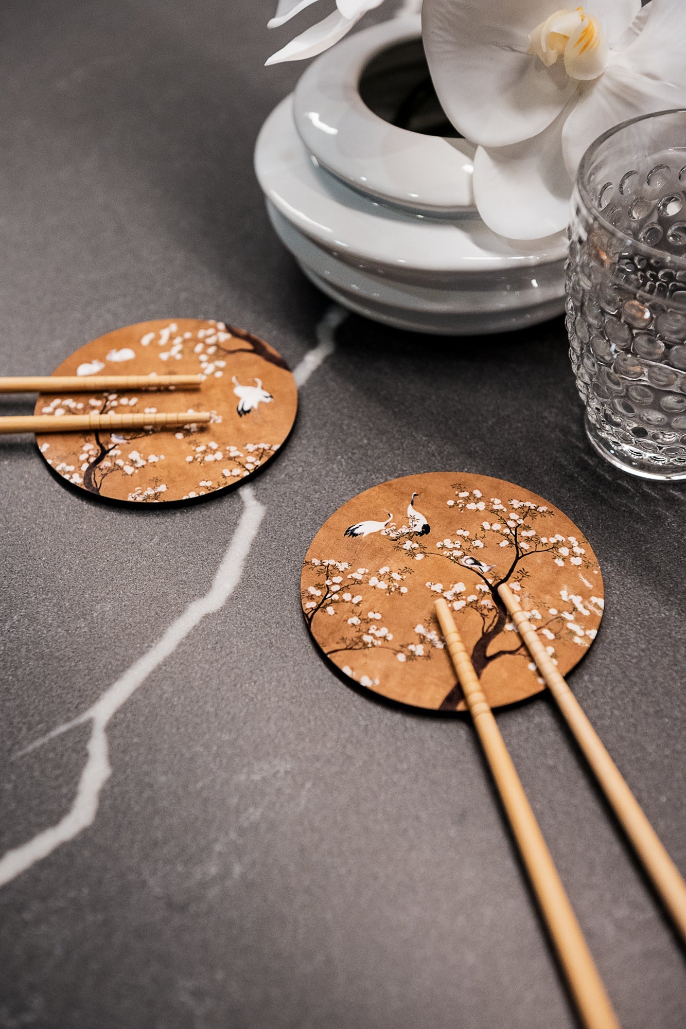 Ukiyo Set of 2 Wood and Cork Coasters, The Napking home textile
