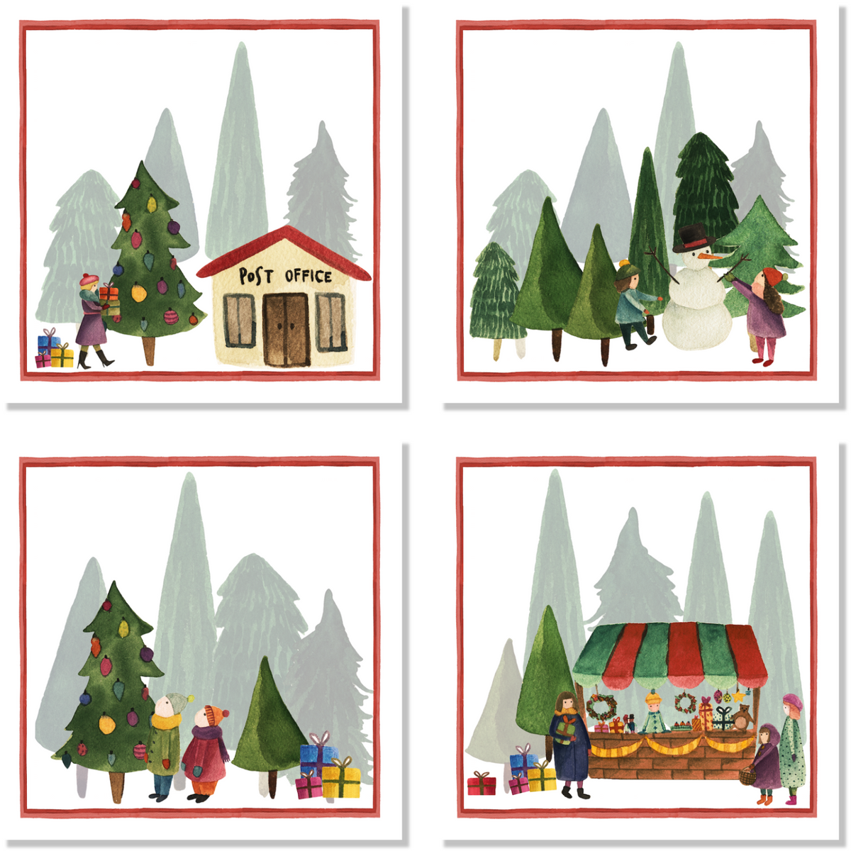 Set de 4 serviettes en satin de coton «Winterland» 100% Made in Italy The Napking