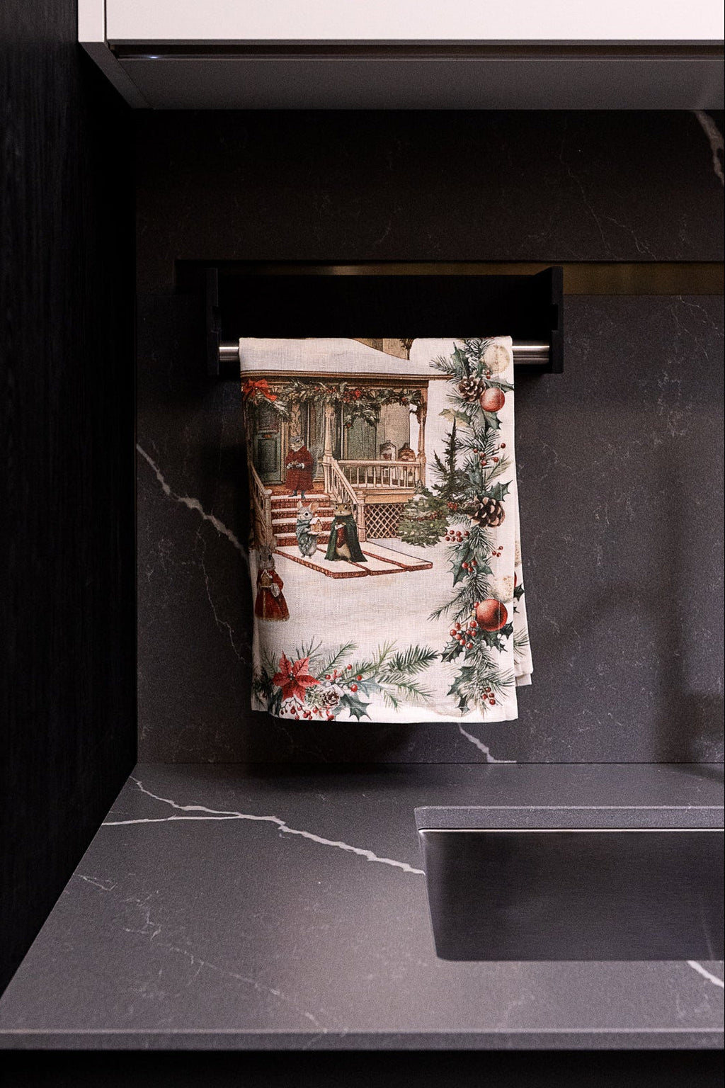 Kitchen Towels «Xmas Village», 100% Made in Italy - The Napking