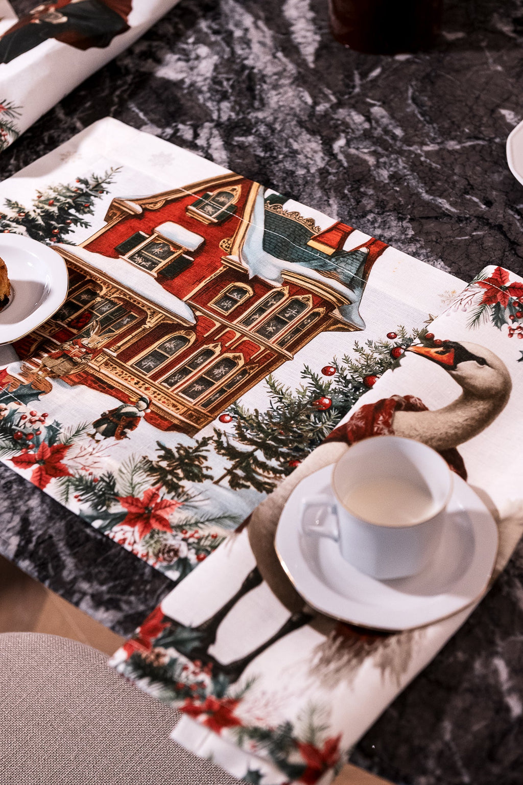 Set of 4 Placemats «Xmas Village» Linen 100% Made in Italy - The Napking